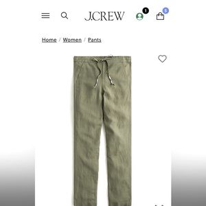 EUC J. Crew Slate Grey Tie Waist Seaside Pant Linen Blend